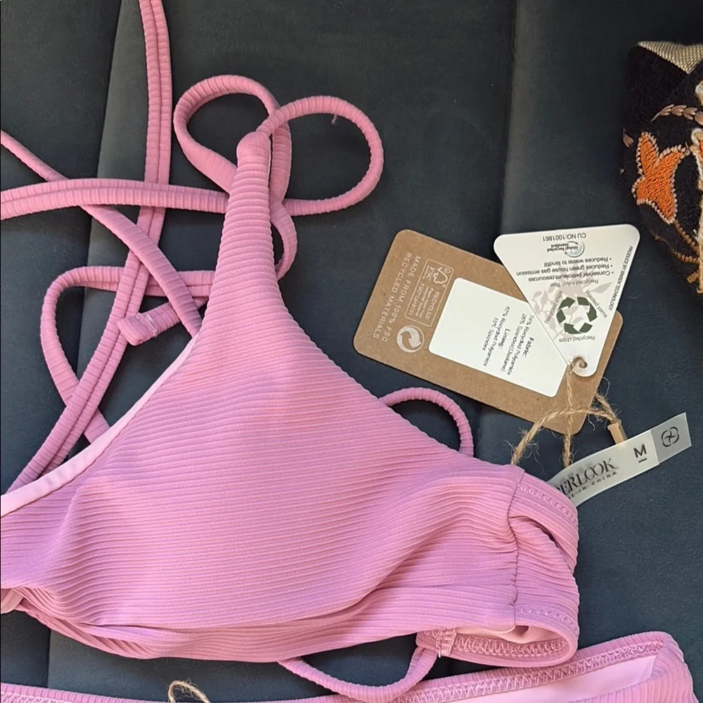 Pink Ribbed Bikini Set - Picture 4 of 6